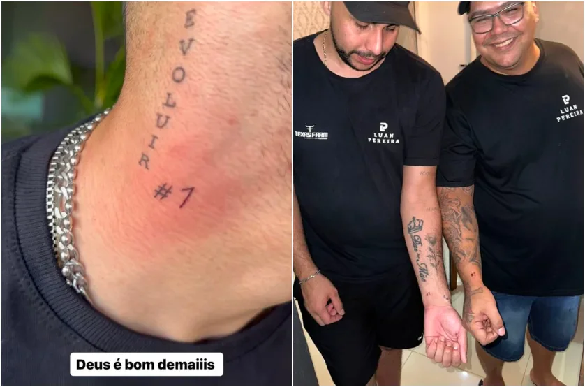 Luan Pereira faz tatuagem no pescoço após topo em streaming Billboard