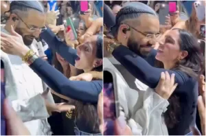 Drake empurra fã que tentou abraçá-lo e beijá-lo em show