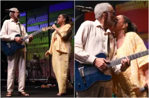 Gilberto e Preta Gil trocam carinho em show
