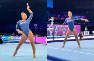Rebeca Andrade em competição de ginástica artística