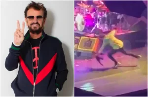 Ringo Starr cai em palco nos EUA