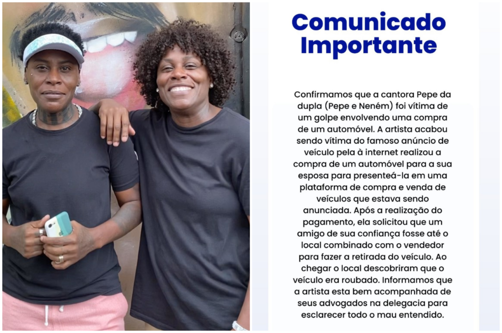 Pepê, da dupla com Neném, sofre golpe ao comprar carro 1 Pepê e Neném