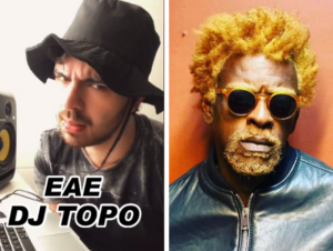 O DJ Topo com seu carimbo "EAE DJ TOPO" que, agora, chega ao topo das paradas em Portugal com a voz de Seu Jorge