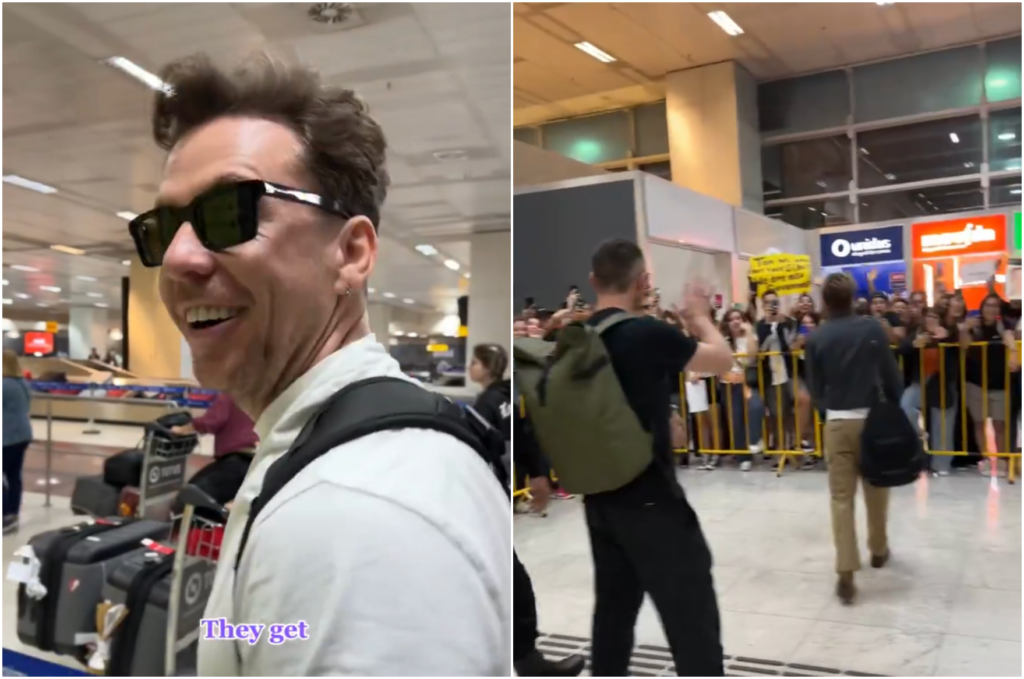 Vídeo: McFly chega ao Brasil e é recebido por fãs em aeroporto 1 mc fly