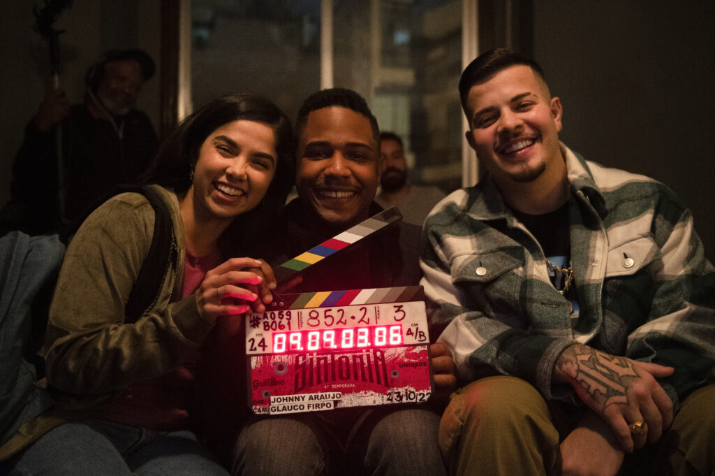 Rita, Nando e Doni, personagens que fazem parte do elenco de Sintonia