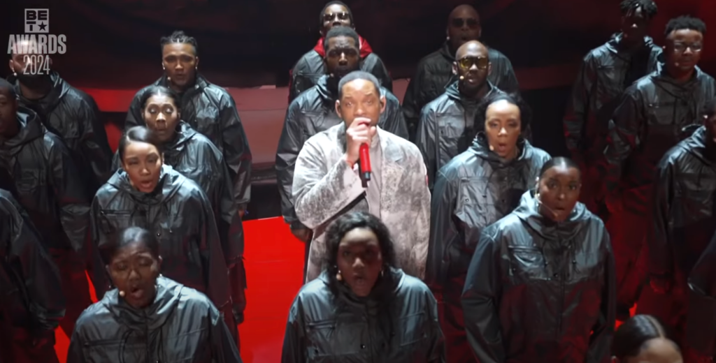 Seguindo passos de Dwayne 'The Rock', Will Smith estreia single motivacional 1 O ator e também rapper Will Smith cuspindo barras motivacionais em novo single, no BET Awards 2025