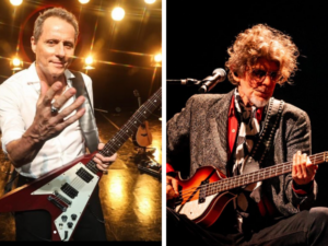 O guitarrista Tony Belotto e o baixista e cantor Branco Mello, do Titãs