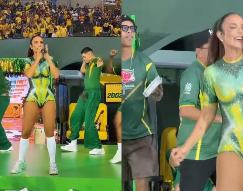 Ivete Sangalo e Ronaldinho fazem show na despedida da seleção brasileira
